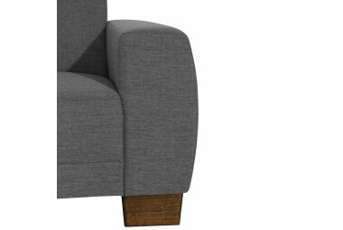 Ecksofa mit Ottomane rechts Katy Bezug Flachgewebe (Leinenoptik) Buche nussbaum dunkel / anthrazit 22994