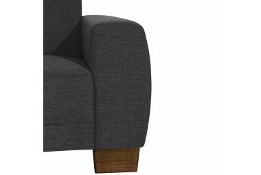 Ecksofa mit Ottomane rechts Katy Bezug Flachgewebe (Leinenoptik) Buche nussbaum dunkel / schwarz 22998