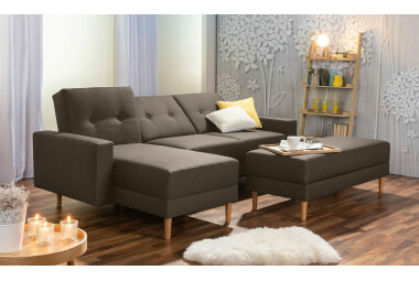 Schlafsofa Kaula Bezug Flachgewebe Erle natur / braun 23014