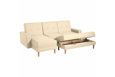 Schlafsofa Kaula Bezug Flachgewebe Erle natur / beige 23015