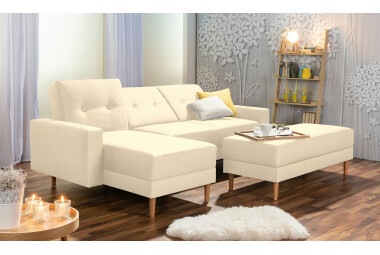 Schlafsofa Kaula Bezug Flachgewebe Erle natur / beige 23015