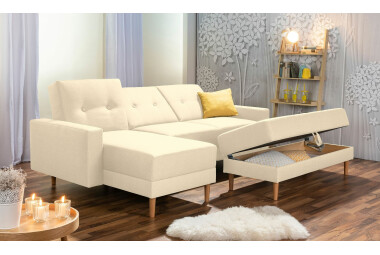 Schlafsofa Kaula Bezug Flachgewebe Erle natur / beige 23015