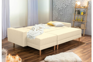 Schlafsofa Kaula Bezug Flachgewebe Erle natur / beige 23015