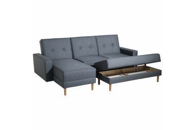 Schlafsofa Kaula Bezug Flachgewebe Erle natur / denim 23018