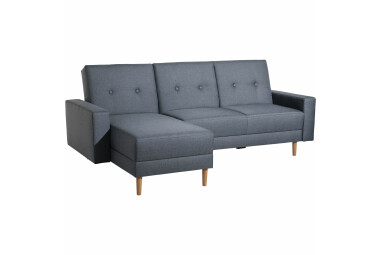 Schlafsofa Kaula Bezug Flachgewebe Erle natur / denim 23018