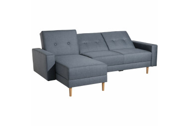 Schlafsofa Kaula Bezug Flachgewebe Erle natur / denim 23018