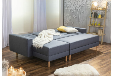 Schlafsofa Kaula Bezug Flachgewebe Erle natur / denim 23018