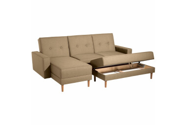 Schlafsofa Kaula Bezug Flachgewebe Erle natur / sand 23020