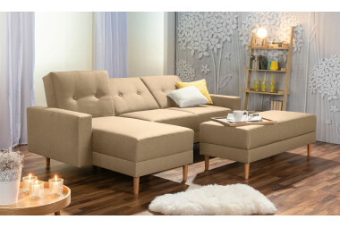 Schlafsofa Kaula Bezug Flachgewebe Erle natur / sand 23020