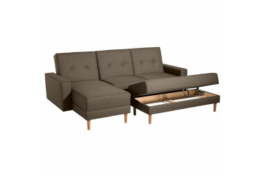 Schlafsofa Kaula Bezug Flachgewebe Erle natur / sahara 23024