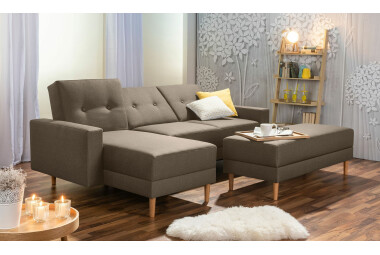 Schlafsofa Kaula Bezug Flachgewebe Erle natur / sahara 23024