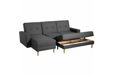 Schlafsofa Kaula Bezug Flachgewebe Erle natur / graphit 23025