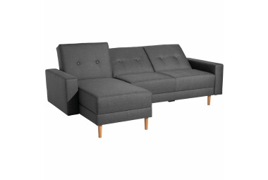 Schlafsofa Kaula Bezug Flachgewebe Erle natur / graphit 23025