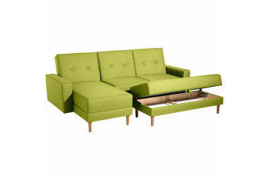 Schlafsofa Kaula Bezug Flachgewebe Erle natur / apfel 23026