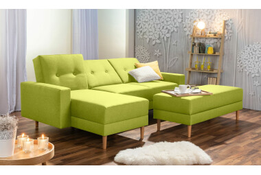 Schlafsofa Kaula Bezug Flachgewebe Erle natur / apfel 23026