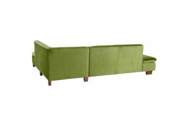 Ecksofa mit Ottomane rechts Kaye Bezug Samtvelours Buche nussbaum dunkel / oliv 23080