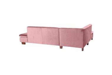 Ecksofa mit Ottomane links Kaye Bezug Samtvelours Buche nussbaum dunkel / rosé 23087