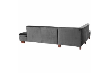 Ecksofa mit Ottomane links Kaye Bezug Samtvelours Buche nussbaum dunkel / anthrazit 23088