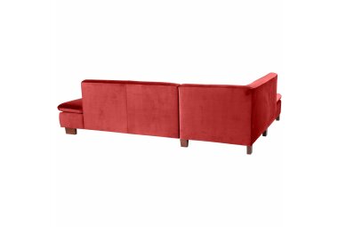 Ecksofa mit Ottomane links Kaye Bezug Samtvelours Buche nussbaum dunkel / ziegel 23098