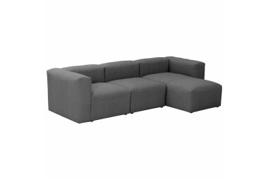 Sofa 3-Sitzer mit Ottomane rechts Kaleigh Bezug Flachgewebe Kunststoff schwarz / anthrazit 23203