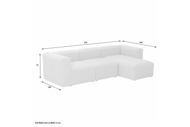 Sofa 3-Sitzer mit Ottomane rechts Kaleigh Bezug Flachgewebe Kunststoff schwarz / creme 23204