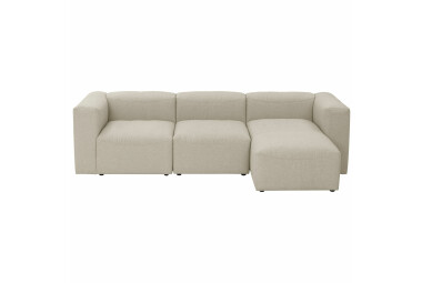 Sofa 3-Sitzer mit Ottomane rechts Kaleigh Bezug Flachgewebe Kunststoff schwarz / creme 23204