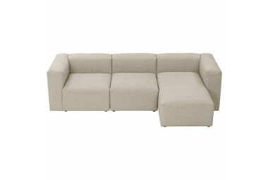 Sofa 3-Sitzer mit Ottomane rechts Kaleigh Bezug Flachgewebe Kunststoff schwarz / creme 23204