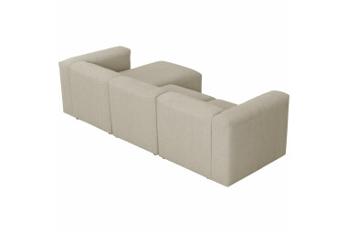 Sofa 3-Sitzer mit Ottomane rechts Kaleigh Bezug Flachgewebe Kunststoff schwarz / creme 23204