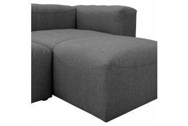 Sofa 2-Sitzer mit Ottomane rechts + Hocker Kaleigh Bezug Flachgewebe Kunststoff schwarz / anthrazit 23205