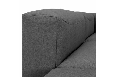 Sofa 2-Sitzer mit Ottomane rechts + Hocker Kaleigh Bezug Flachgewebe Kunststoff schwarz / anthrazit 23205