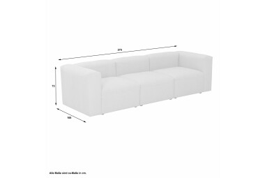 Sofa 3-Sitzer Kaleigh Bezug Flachgewebe Kunststoff schwarz / anthrazit 23209