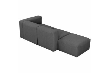 Sofa 2-Sitzer + Hocker Kaleigh Bezug Flachgewebe Kunststoff schwarz / anthrazit 23211