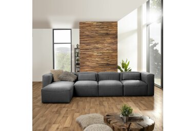 Sofa 4-Sitzer + Hocker Kaleigh Bezug Flachgewebe Kunststoff schwarz / anthrazit 23213