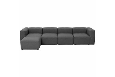 Sofa 4-Sitzer + Hocker Kaleigh Bezug Flachgewebe Kunststoff schwarz / anthrazit 23213