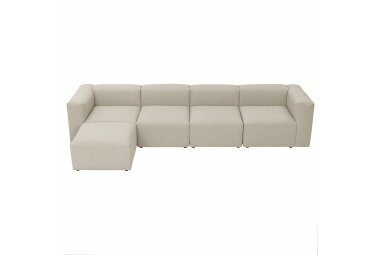 Sofa 4-Sitzer + Hocker Kaleigh Bezug Flachgewebe Kunststoff schwarz / creme 23214