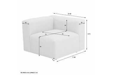 Sofaelement 1-Sitzer Armlehne rechts Kaleigh Bezug Flachgewebe Kunststoff schwarz / anthrazit 23219