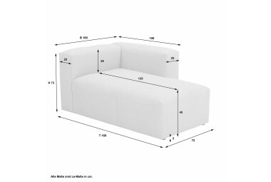 Longchair Armlehne rechts Kaleigh Bezug Flachgewebe Kunststoff schwarz / anthrazit 23225