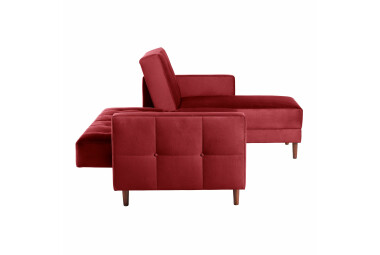 Funktionssofa mit Hocker Kacha Bezug Samtvelours Esche natur / rot 23160