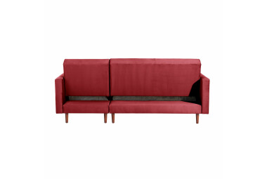 Funktionssofa mit Hocker Kacha Bezug Samtvelours Esche natur / rot 23160