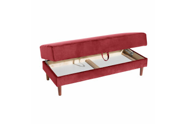 Funktionssofa mit Hocker Kacha Bezug Samtvelours Esche natur / rot 23160