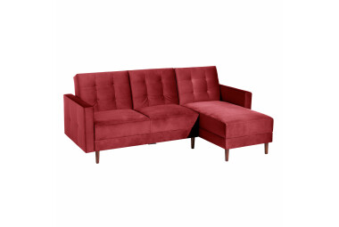 Funktionssofa mit Hocker Kacha Bezug Samtvelours Esche natur / rot 23160