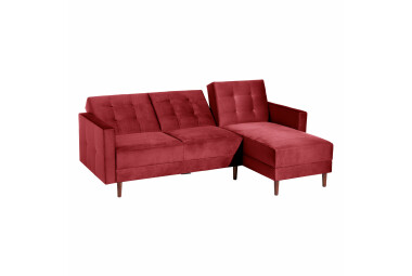 Funktionssofa mit Hocker Kacha Bezug Samtvelours Esche natur / rot 23160