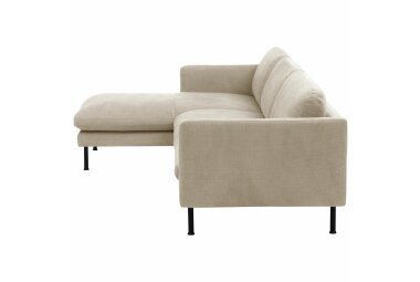Longchair links mit Sofa 2,5-Sitzer rechts Kalia Bezug Flachgewebe Metall schwarz / beige 23238