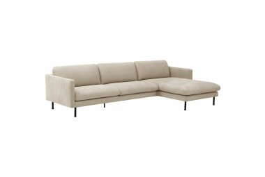 Sofa 2,5-Sitzer links mit Longchair rechts Kalia Bezug Flachgewebe Metall schwarz / beige 23239