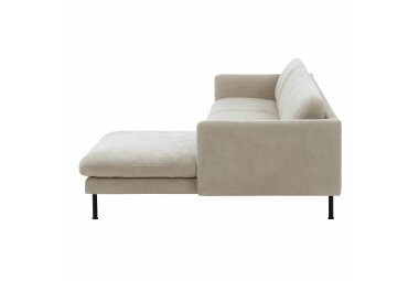 Sofa 2,5-Sitzer links mit Longchair rechts Kalia Bezug Flachgewebe Metall schwarz / beige 23239