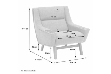 Sessel Kaia Bezug Flachgewebe Eiche / hellgrau 23176