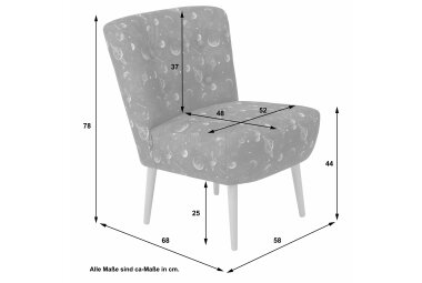 Sessel Kader Bezug Flachgewebe Buche natur / blau 23171