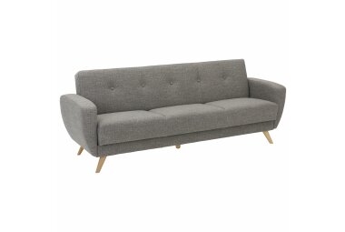 Sofa 3-Sitzer mit Bettfunktion Kaitlyn Bezug Flachgewebe Buche natur / grau 23198