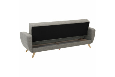 Sofa 3-Sitzer mit Bettfunktion Kaitlyn Bezug Flachgewebe Buche natur / grau 23198