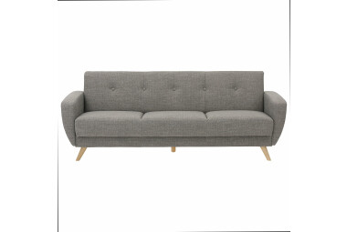 Sofa 3-Sitzer mit Bettfunktion Kaitlyn Bezug Flachgewebe Buche natur / grau 23198